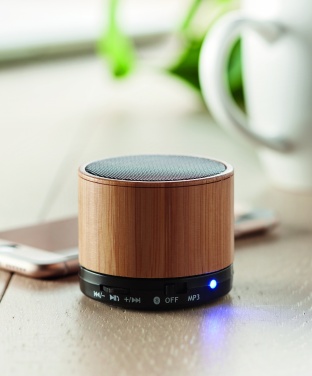 Logotrade corporate gift picture of: Round Bamboo wireless speaker
