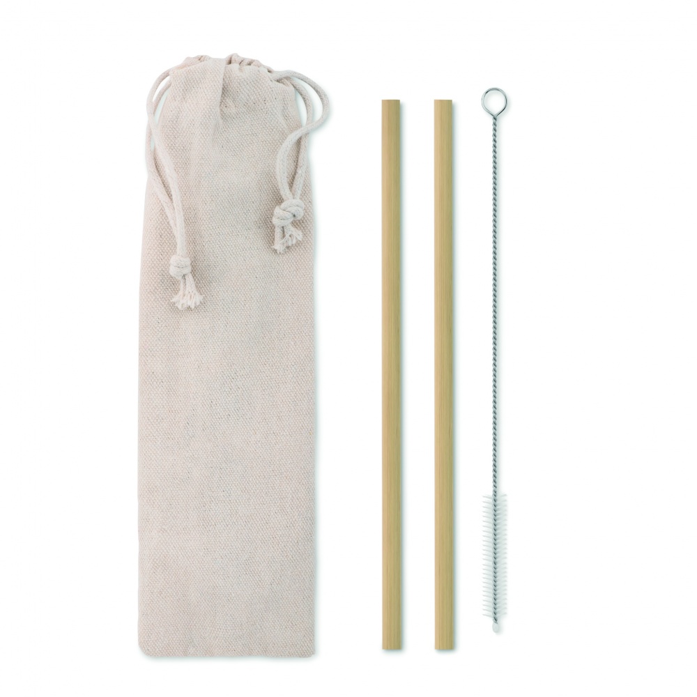 Logo trade advertising product photo of: Bamboo Straw w/brush in pouch