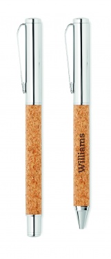 Logotrade promotional gift picture of: Metal Ball pen set in cork box