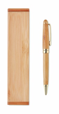 Logo trade promotional merchandise photo of: Bamboo twist-action ballpoint pen in a box