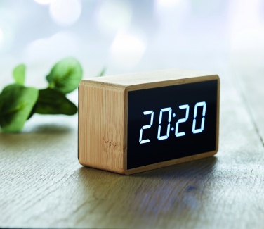 Logotrade business gift image of: LED alarm clock bamboo casing Düsseldorf