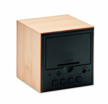 Logotrade corporate gift picture of: LED alarm clock bamboo casing Dortmund