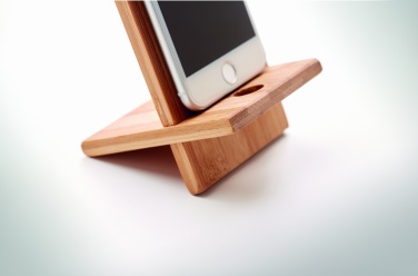 Logo trade promotional merchandise photo of: Bamboo phone stand/ holder WHIPPY