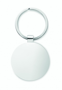 Logo trade business gifts image of: Round key ring metal bamboo Dobele
