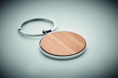 Logotrade promotional products photo of: Round key ring metal bamboo Dobele