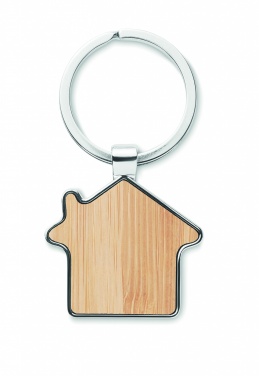Logotrade corporate gift picture of: House key ring metal bamboo NORDIC