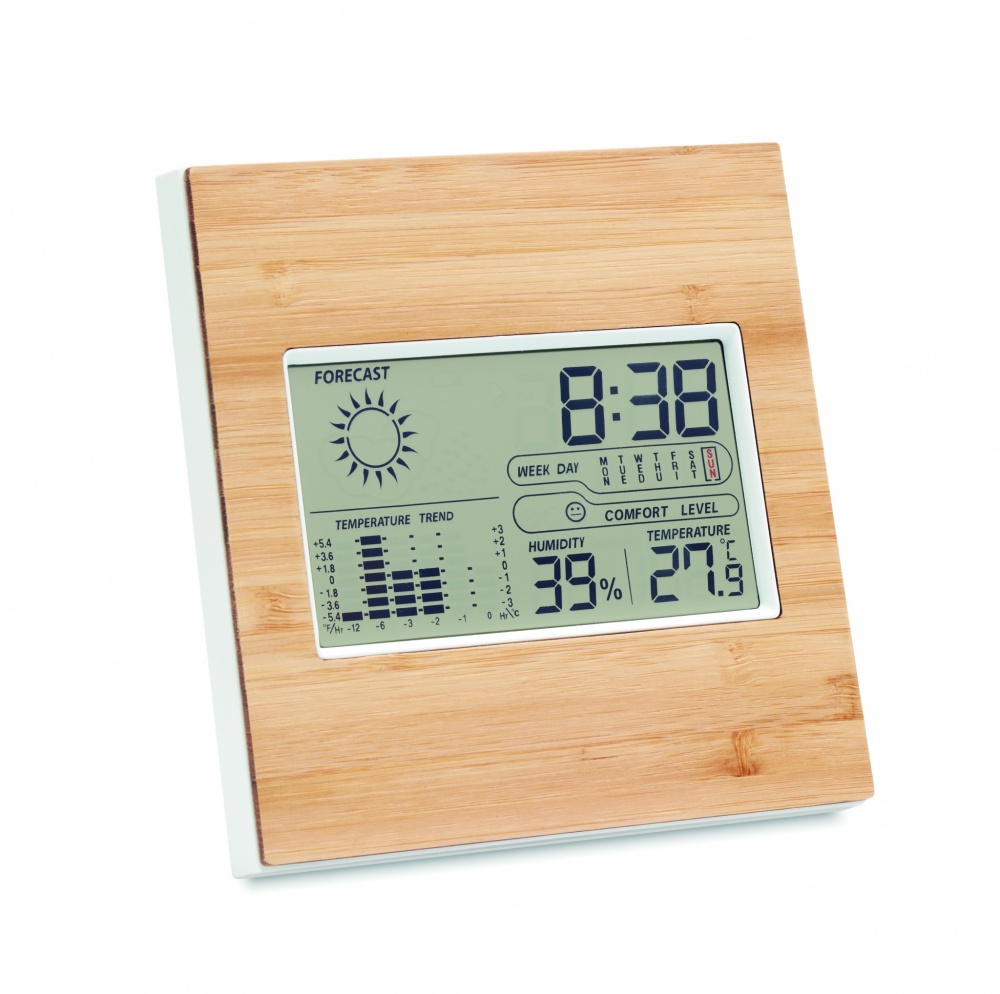 Logotrade promotional giveaways photo of: Weather station bamboo front TURKU