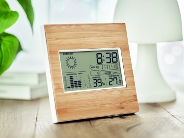 Logotrade promotional gift image of: Weather station bamboo front TURKU