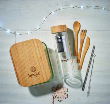 Logo trade promotional gifts image of: Glass lunchbox with bamboo lid
