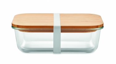 Logo trade promotional giveaways image of: Glass lunchbox with bamboo lid