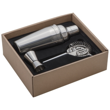 Logo trade promotional merchandise picture of: Metal cocktail set, 3-piece MESSINA