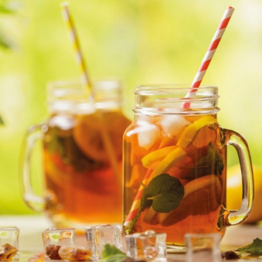 Logo trade advertising products image of: Drinking glass with handle and lid TREVISO 450 ml