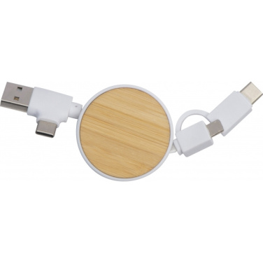 Logo trade corporate gift photo of: Bamboo charging cable GRONINGEN