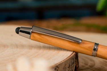 Logo trade business gifts image of: Wooden ballpen with touch function ERFURT