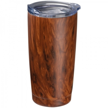 Logotrade promotional product image of: Stainless steel mug with wooden look COSTA RICA 550 ml
