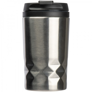Logo trade promotional giveaways image of: Stainless steel mug with lid ROMA 250 ml