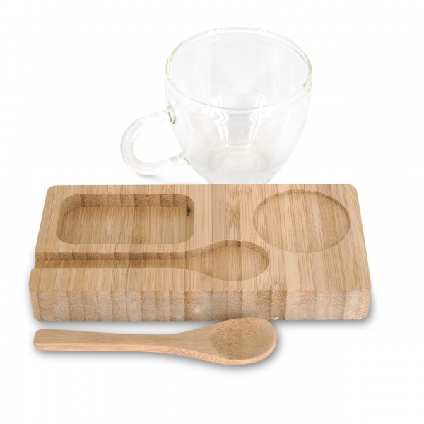 Logo trade promotional product photo of: Tray with cup and spoon FORMOSA 150 ml