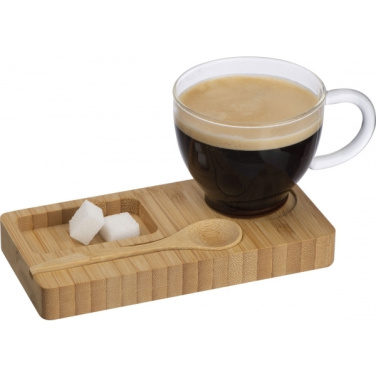 Logo trade promotional gifts picture of: Tray with cup and spoon FORMOSA 150 ml
