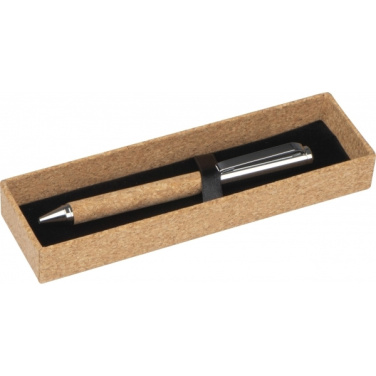 Logo trade corporate gifts image of: Twist-ballpen metal and cork LILLEHAMMER