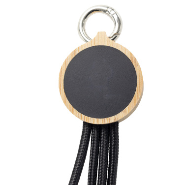 Logo trade promotional merchandise picture of: 4-in-1 cable with elighted logo in a wooden casing, LH-ZMU05