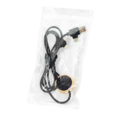 Logo trade promotional items image of: 4in1 long wooden cable with elighted logo for engraving