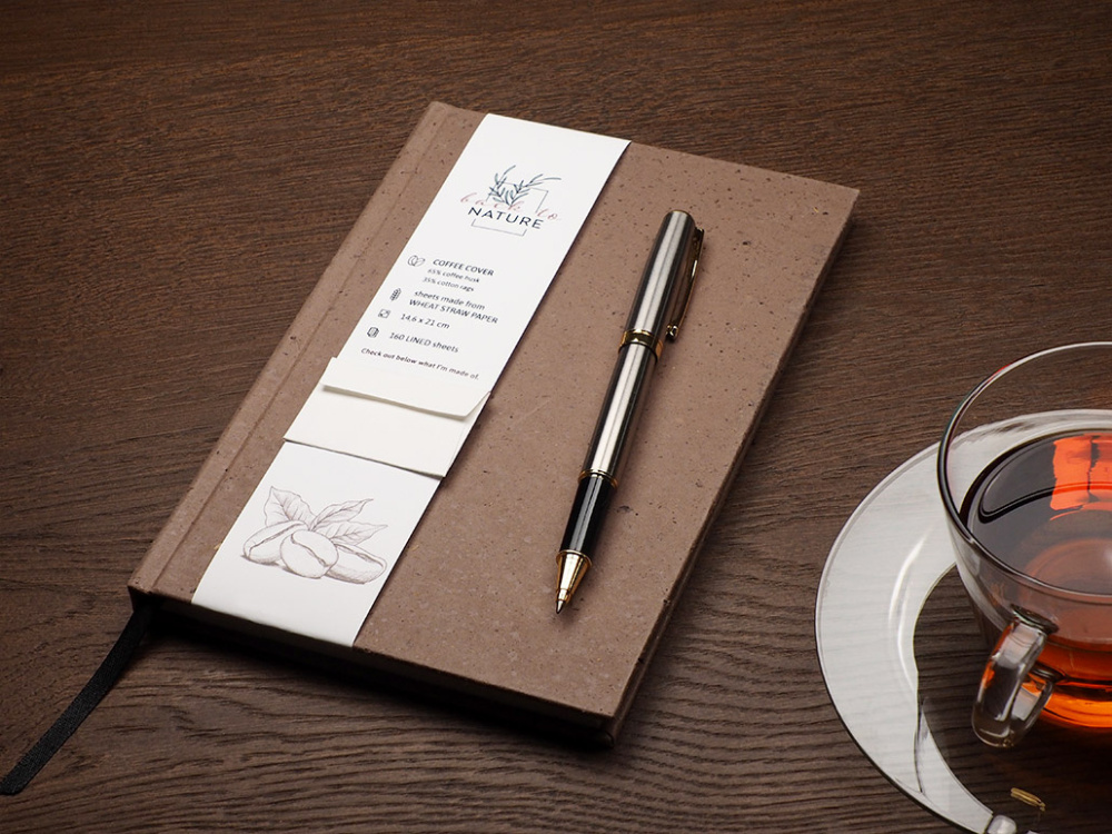 Logotrade promotional merchandise photo of: Recycled Coffee Notebook 209733900