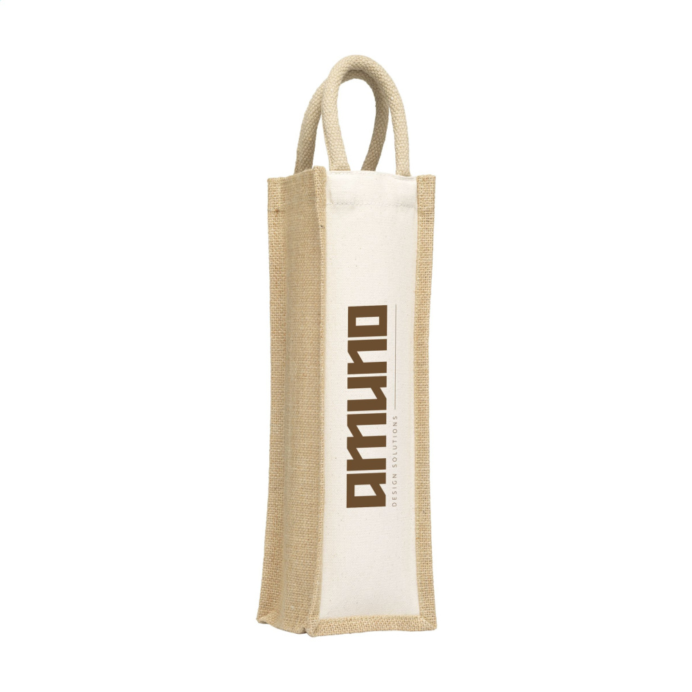 Logotrade corporate gift picture of: Jute Canvas Wine Bag
