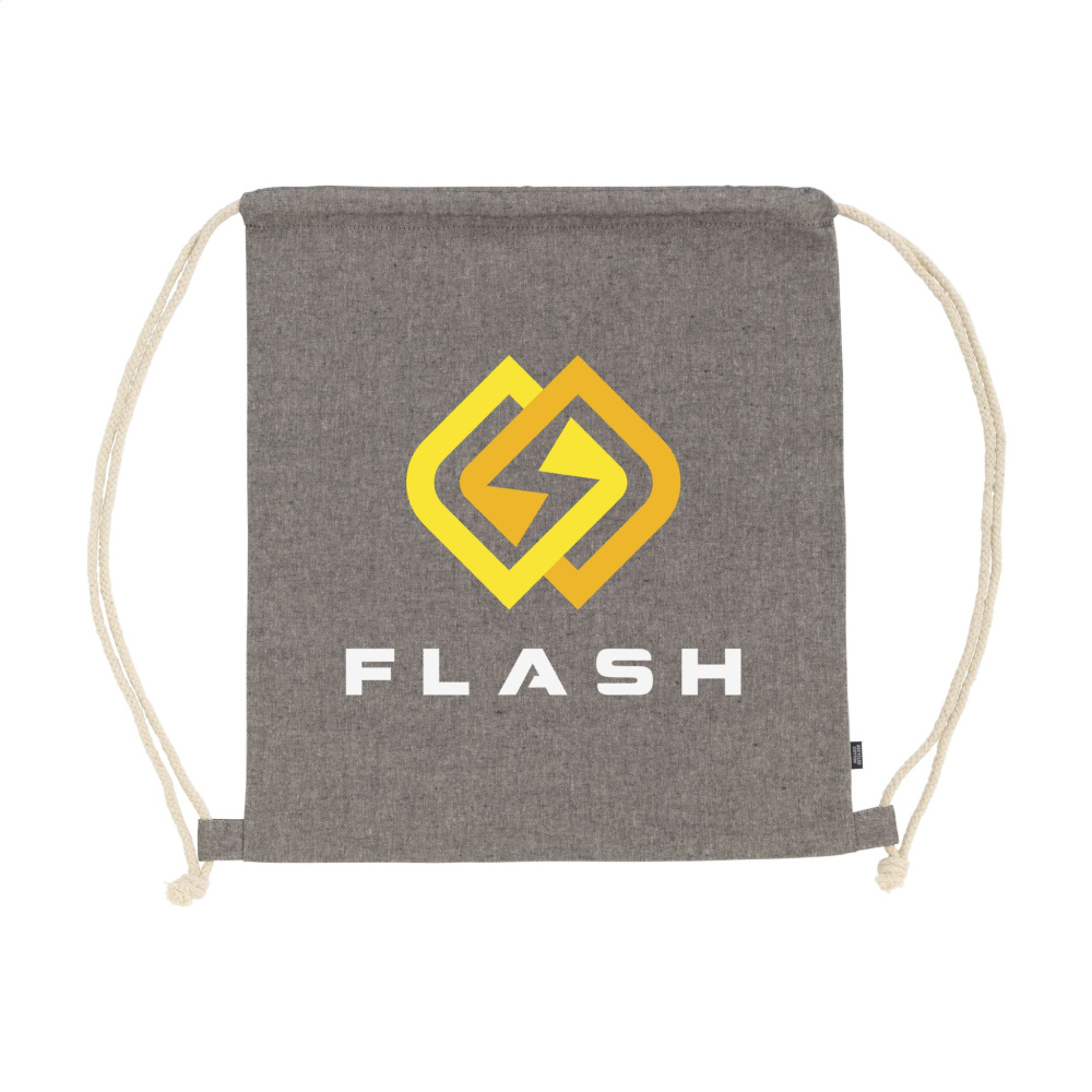 Logo trade corporate gift photo of: GRS Recycled Cotton PromoBag (180 g/m²) backpack