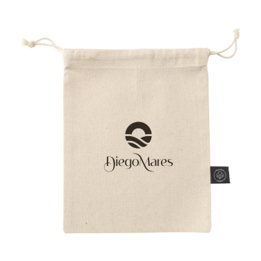 Logotrade corporate gift image of: Gift Pouch Natural GRS Recycled Cotton (150 g/m²) S
