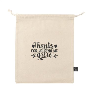 Logo trade promotional merchandise photo of: Gift Pouch Natural GRS Recycled Cotton (150 g/m²) M