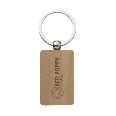 Logo trade promotional products image of: WoodKey Rectangle keychain