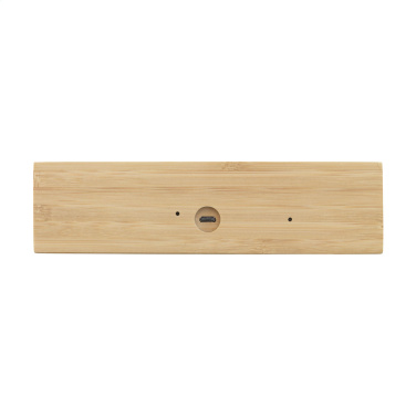 Logo trade promotional merchandise image of: Bamboo Alarm Clock with Wireless Charger