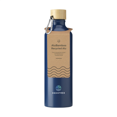 Logo trade promotional giveaways picture of: AluBamboo GRS Recycled Alu 750 ml water bottle