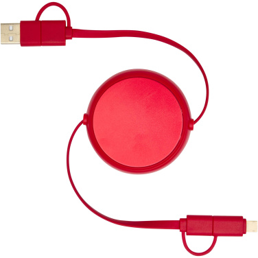 Logo trade advertising products picture of: Alasia 5-in-1 100 cm recycled plastic and aluminium retractable data sync and 45W fast charge cable
