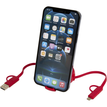 Logotrade promotional merchandise image of: Alasia 5-in-1 100 cm recycled plastic and aluminium retractable data sync and 45W fast charge cable