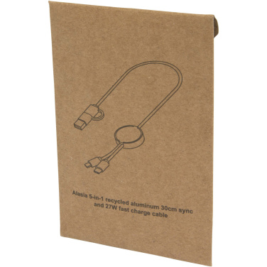 Logo trade promotional giveaways picture of: Alasia 5-in-1 recycled aluminium and plastic 30 cm data sync and 27W fast charge cable