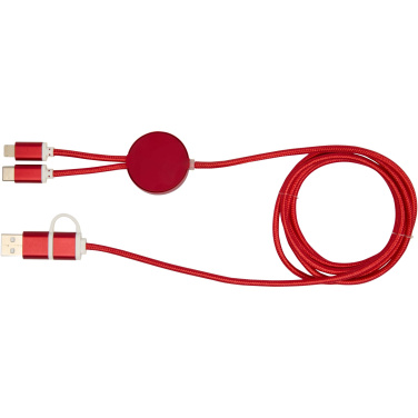 Logotrade promotional products photo of: Alasia 5-in-1 recycled aluminium and plastic 150 cm data sync and 27W fast charge cable