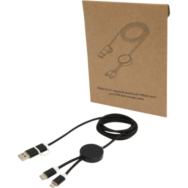 Logotrade promotional giveaway picture of: Alasia 5-in-1 recycled aluminium and plastic 150 cm data sync and 27W fast charge cable