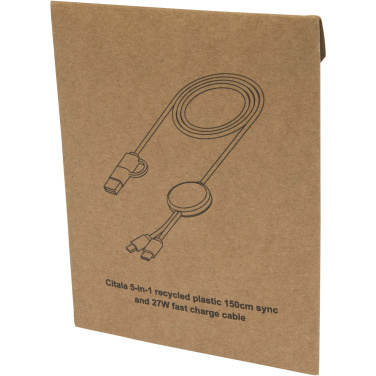 Logo trade promotional gifts image of: Citala 5-in-1 recycled plastic 150 cm data sync and 27W fast charge cable