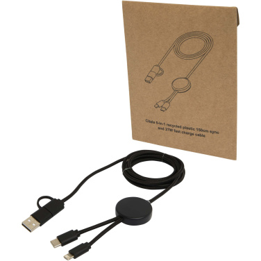Logo trade promotional gifts picture of: Citala 5-in-1 recycled plastic 150 cm data sync and 27W fast charge cable
