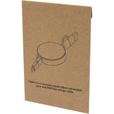 Logo trade corporate gifts picture of: Citala 5-in-1 recycled plastic 90 cm retractable data sync and 40W fast charge cable