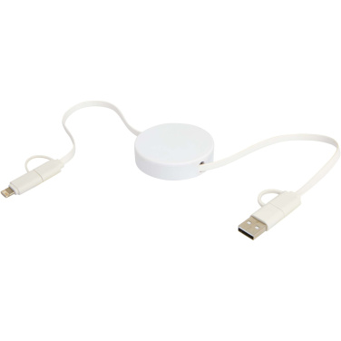 Logo trade promotional item photo of: Citala 5-in-1 recycled plastic 90 cm retractable data sync and 40W fast charge cable