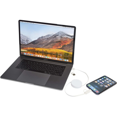 Logo trade advertising products picture of: Citala 5-in-1 recycled plastic 90 cm retractable data sync and 40W fast charge cable
