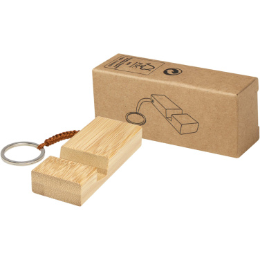 Logo trade promotional merchandise picture of: Bosona bamboo phone holder with keychain