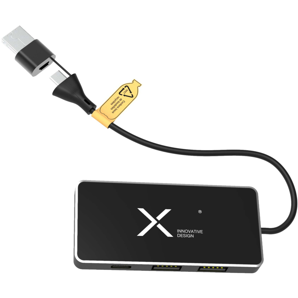 Logo trade promotional item photo of: SCX.design H20 8-in-1 USB hub with dual input and 6-ports