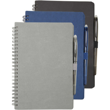 Logo trade promotional giveaways picture of: Slate reusable soft cover notebook and pen set (black ink)