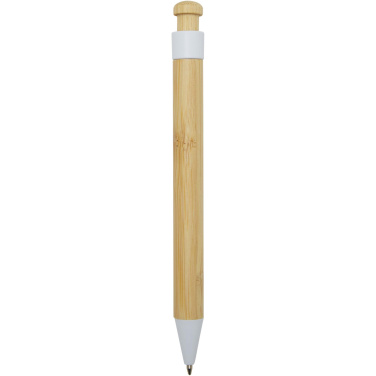 Logo trade promotional merchandise image of: Rattan bamboo and recycled plastic ballpoint pen (black ink)