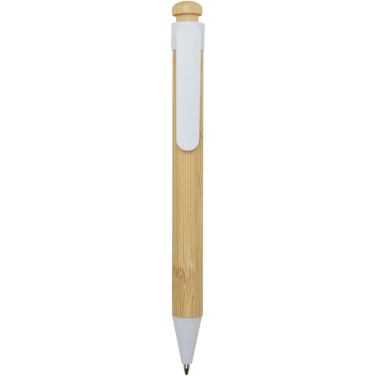Logo trade promotional product photo of: Rattan bamboo and recycled plastic ballpoint pen (black ink)