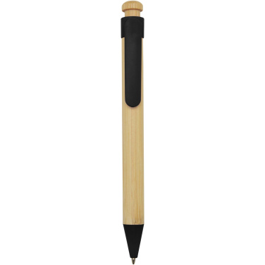 Logotrade corporate gift image of: Rattan bamboo and recycled plastic ballpoint pen (black ink)