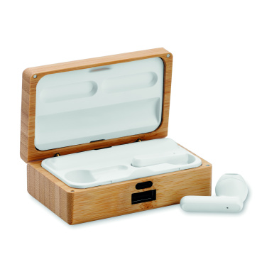 Logo trade advertising product photo of: TWS earbuds in bamboo case